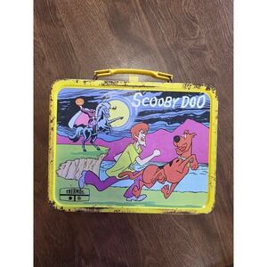 Vintage 1973 Scooby Doo Tin Lunch Box Thermos Metal Kids Retro Cartoon unique
